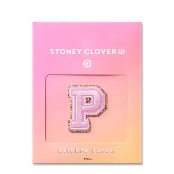 STONEY CLOVER LANE X TARGET COLLABORATION P LETTER PATCH BABY PINK WITH GOLD NWT - Picture 1 of 10